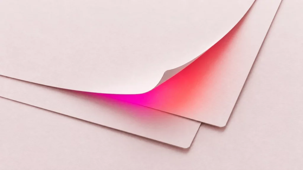 Layered paper panels with gradient light spilling from underneath